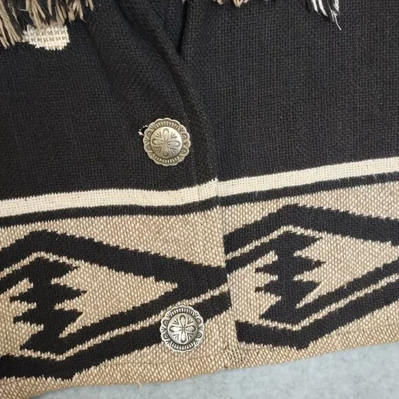 Western One Size Aztec Cowboy Women's All Cotton Jacket Raw Hem 2 Button Front - Picture 6 of 12